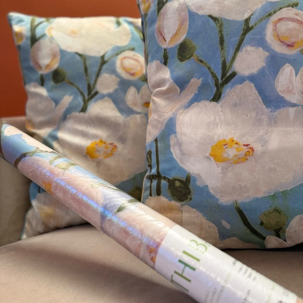 Thibaut Wanderlust Tivoli Wallpaper & Matching Designer Pillow Covers